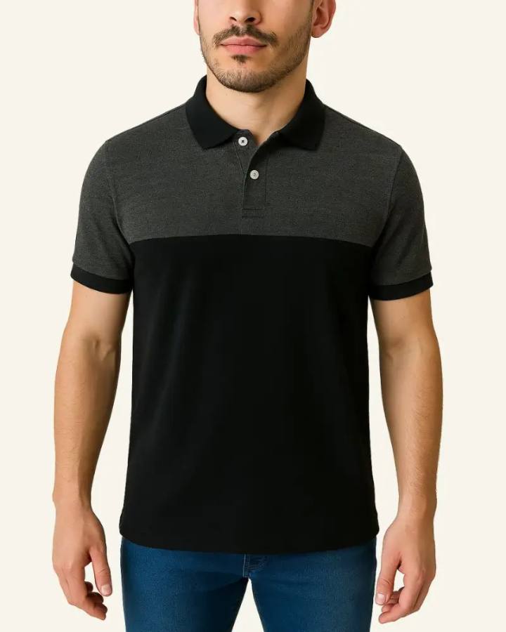 Camisa Polo Listrada em Malha Piquet