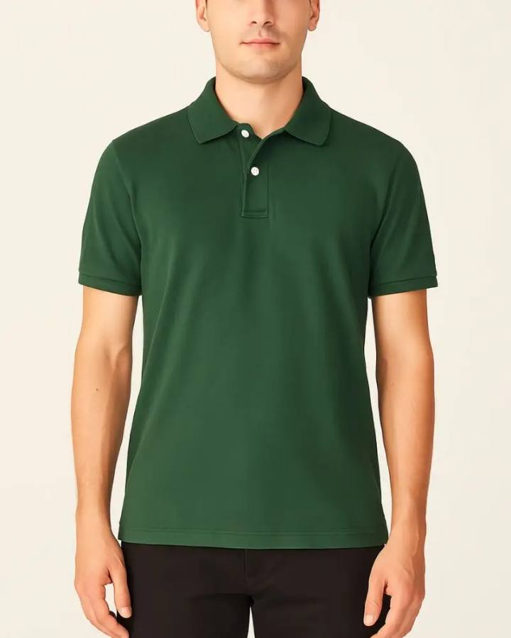 polo verde musgo masculina basica