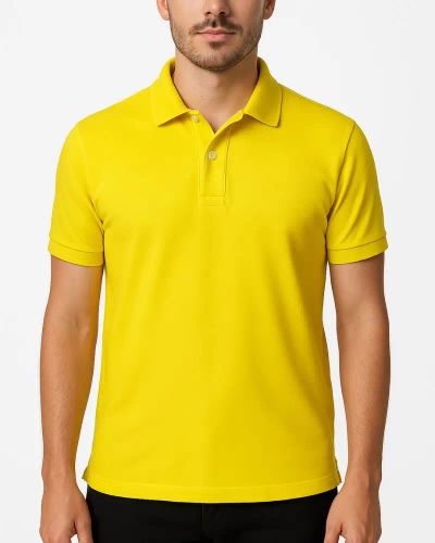 Camisa Polo Masculina Básica em Piquet - Amarelo