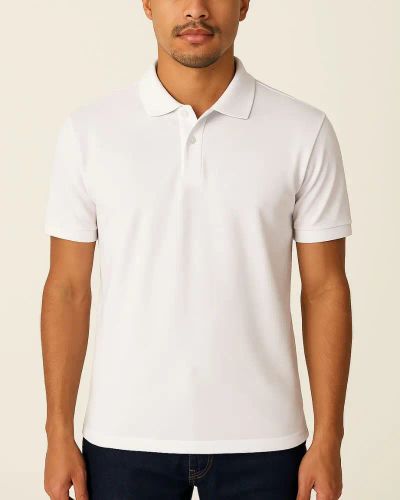 Camisa Polo Masculina Básica em Piquet - Branco
