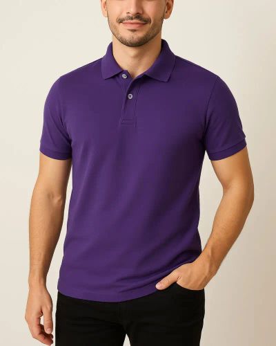 Camisa Polo Masculina Básica em Piquet - Roxo