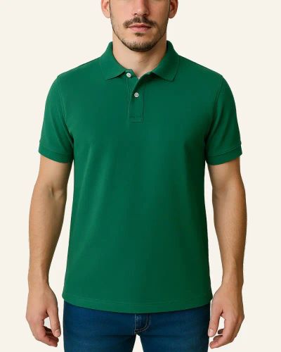 Camisa Polo Masculina Básica em Piquet - Verde Bandeira
