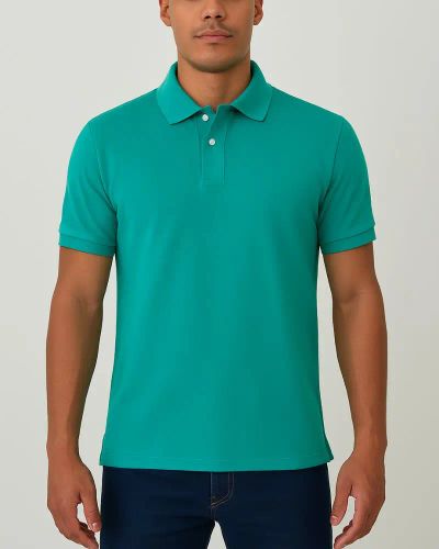 Camisa Polo Masculina Básica em Piquet - Verde Jade