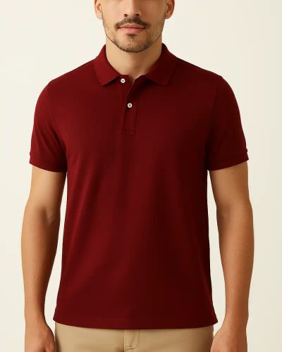 Camisa Polo Masculina Básica em Piquet - Vinho