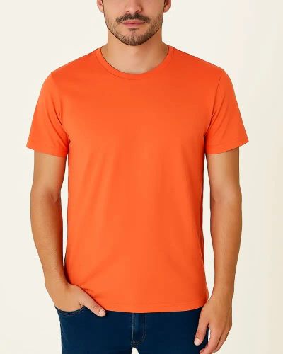 Camiseta Masculina Básica 100% Algodão - Laranja