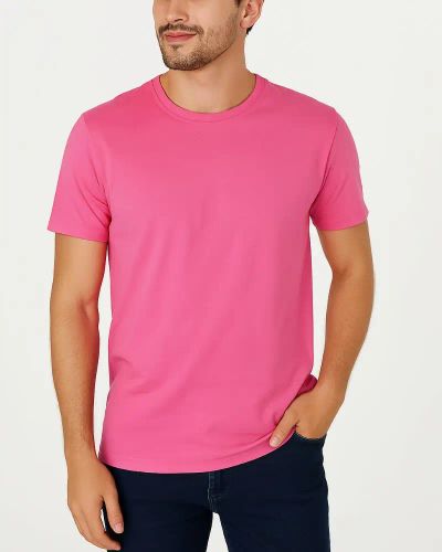 Camiseta Masculina Básica 100% Algodão - Pink