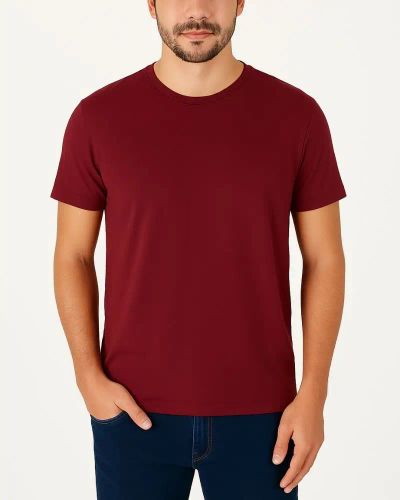 Camiseta Masculina Básica 100% Algodão - Vinho